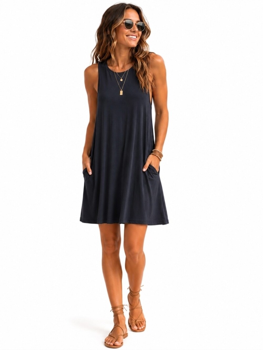 Limited America Rayon Lagenlook black tunic / dress / beach coverup size S